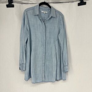 Foxcroft Light Blue Long Sleeve Shirt Dress w/pockets